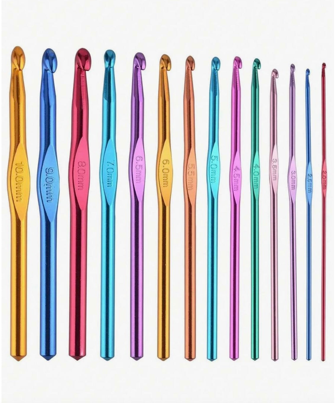 Aluminium Crochet Hooks | Pack Of 14 | 2-10mm | Random Colours