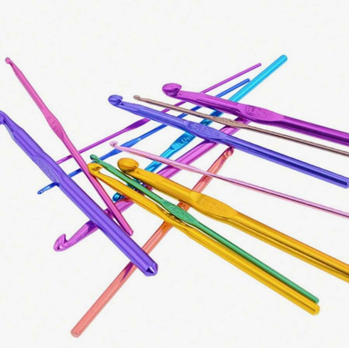 Aluminium Crochet Hooks | Pack Of 14 | 2-10mm | Random Colours
